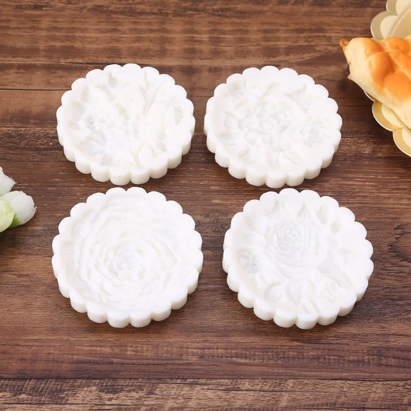 

Mooncake Mold Or 200g Hand Press Cookie Stamp Cookie Cutter Pastry Tool Moon Cake Maker with 3D Rose Shaped Pattern