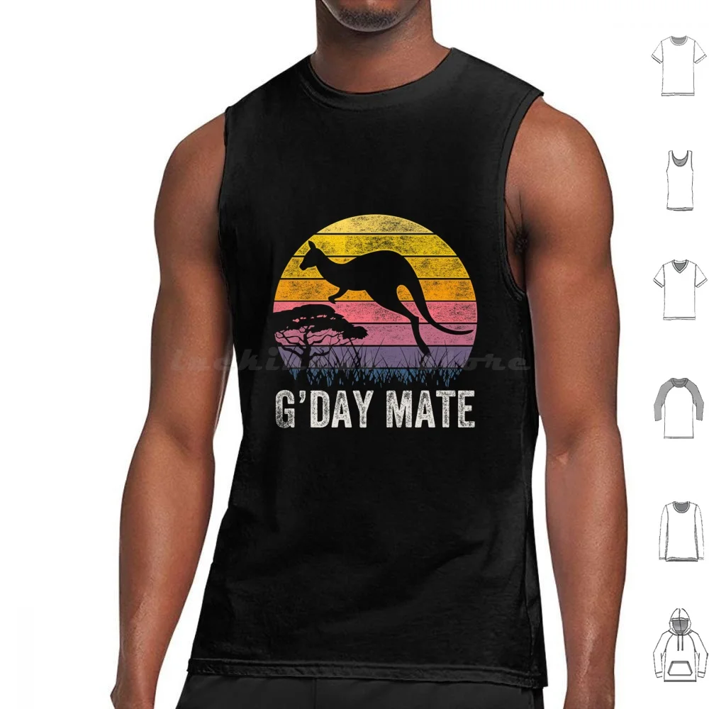 Australia G'day Mate Funny Kangaroo Australian Symbol Tank Tops Print Cotton