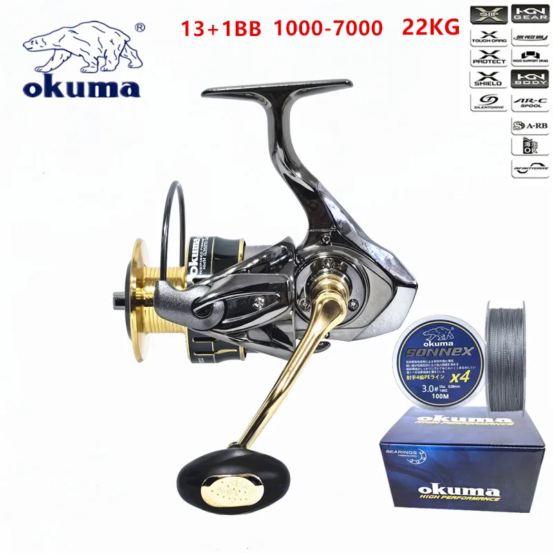 okuma todo o metal pesca carretel 22kg13 mais de alta velocidade pesca linha roda adequado para todos os corpos de agua 10007000 01