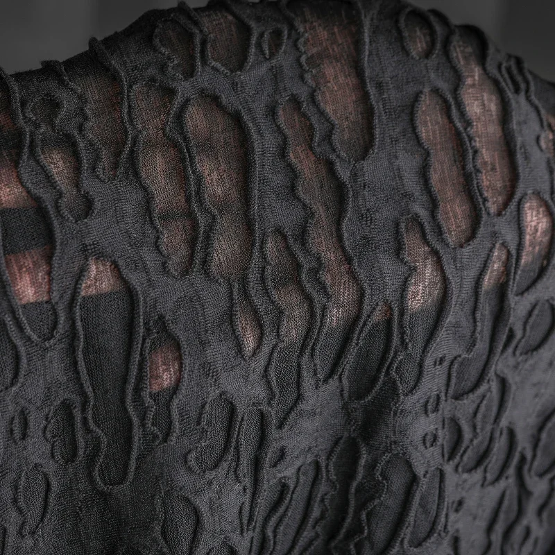 Sealed Tattered Black Knitted Fabric Double-layer Creative Elastic Base Shirt Skirt Pants Clothing Designer Fabric