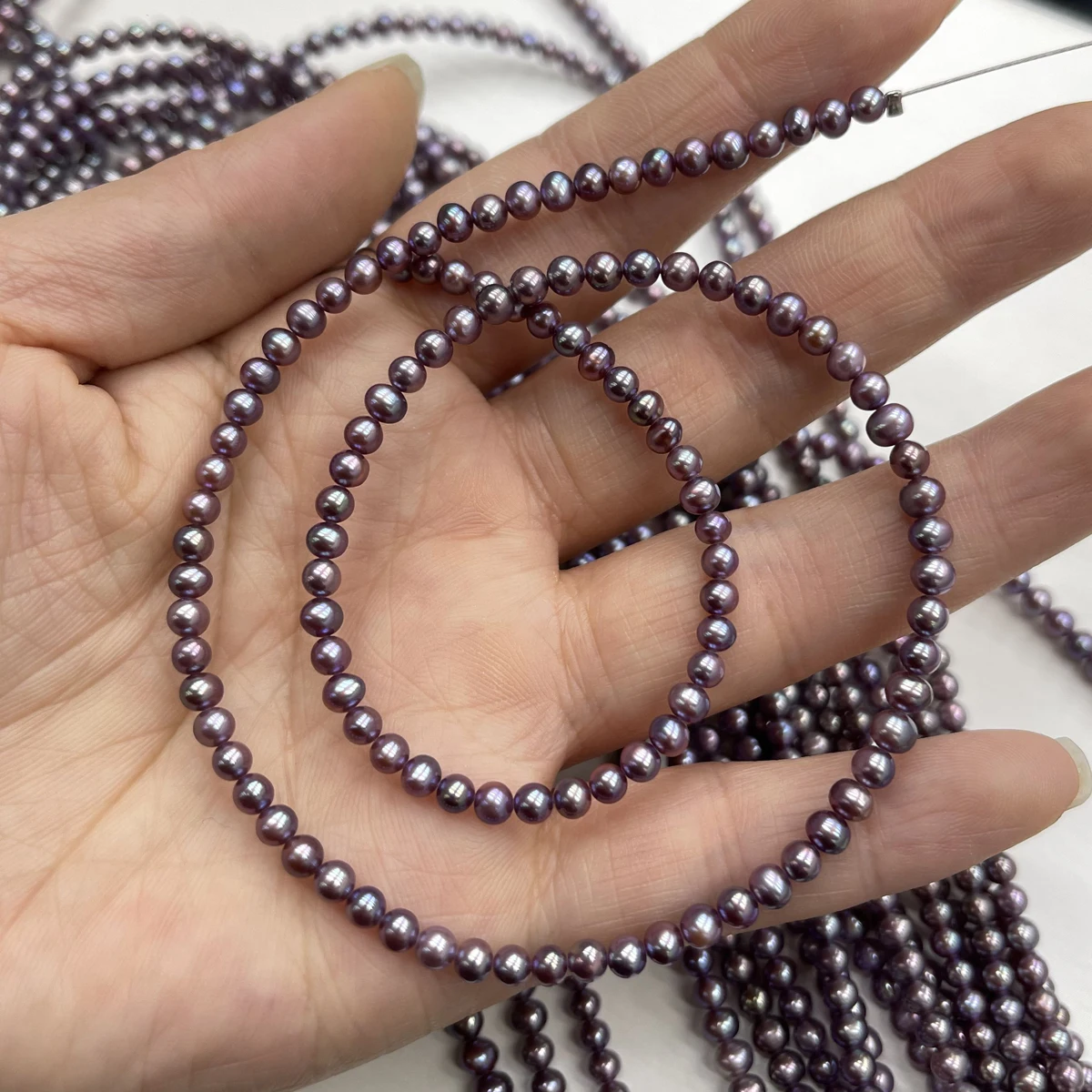 AAAAA 3–3.5mm Deep Purple High-quality Near-round Natural Pearls Loose Beads for Jewelry Making DIY Necklaces Accessories 36cm