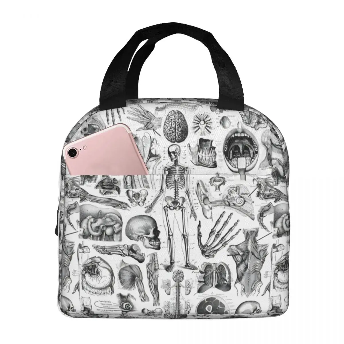 Halloween Skull Funny Meme Joke Hand Bag S-Skeleton For Men Kid Handheld Children's School Lunch Box Bag Large Capacity