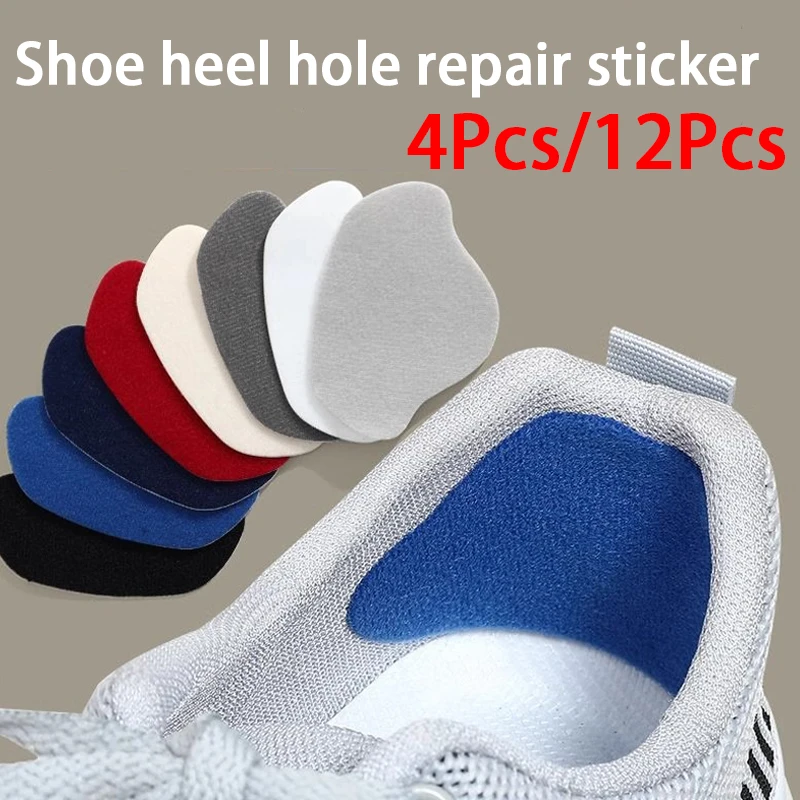 Fersenpolster zur Reparatur von Löchern in Schuhen, verschleißfester Fersenschutz, selbstklebende Rückseite, verstellbare Größe, 4 Stück/12 Stück