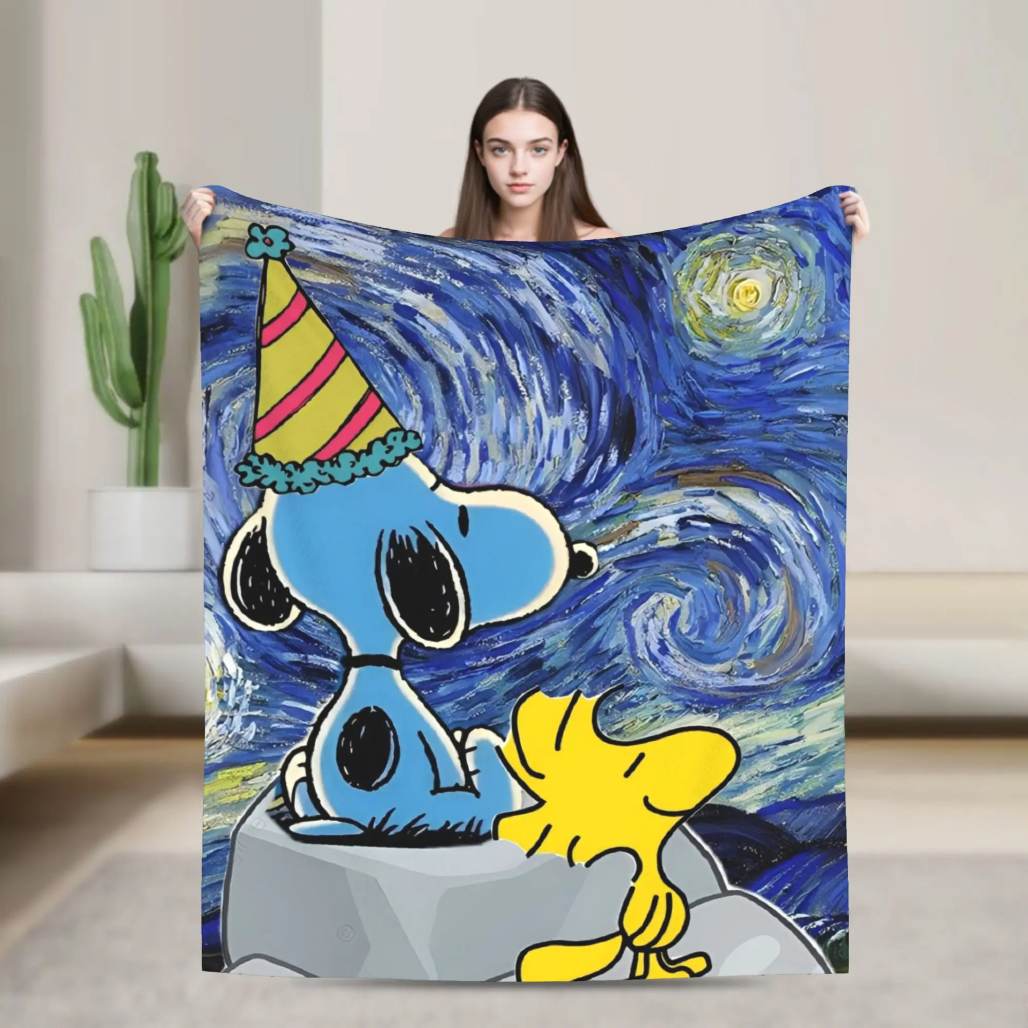 

Super Soft Snoopys Cute Dogs Woodstock Throw Blanket Premium Fleece Flannel Lightweight Bed Blanket Super Cozy Blankets