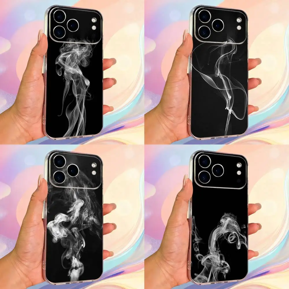 

Black And White Smoke Art Phone Case For iPhone,14,13,12,15,Pro,Max,Plus,11,17,16,X,XS,XR,SE,Mini Transparent Soft Cover