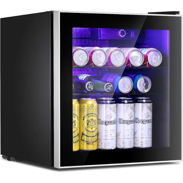 Antarctic Star Mini Fridge Cooler 60 Can Beverage Refrigerator Glass Door for Beer Soda Wine Small Drink Dispenser Clear Front