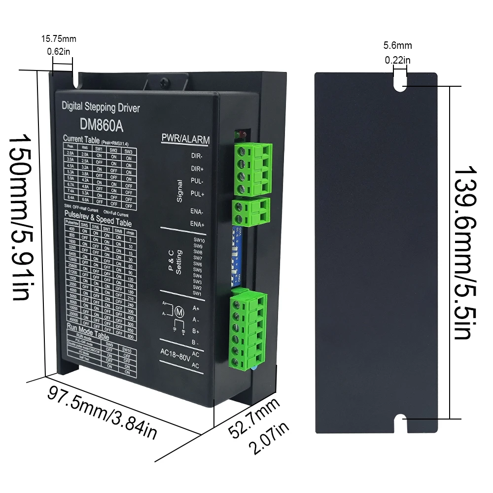 DM860A Microstep Motor Driver Suitble for Nema34 Stepper Motor Supply Voltage AC18-80V DC24-110V 200KHZ 8.4A for CNC