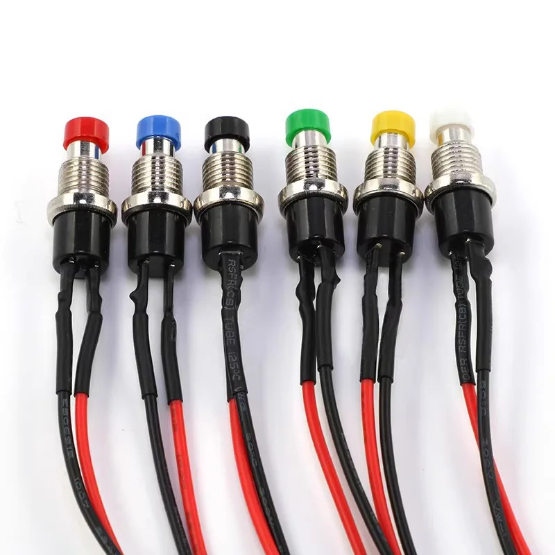 5Pcs 1A 250V AC 2 Pins SPST NO Mini Momentary Push Button Switch with 20cm Wire