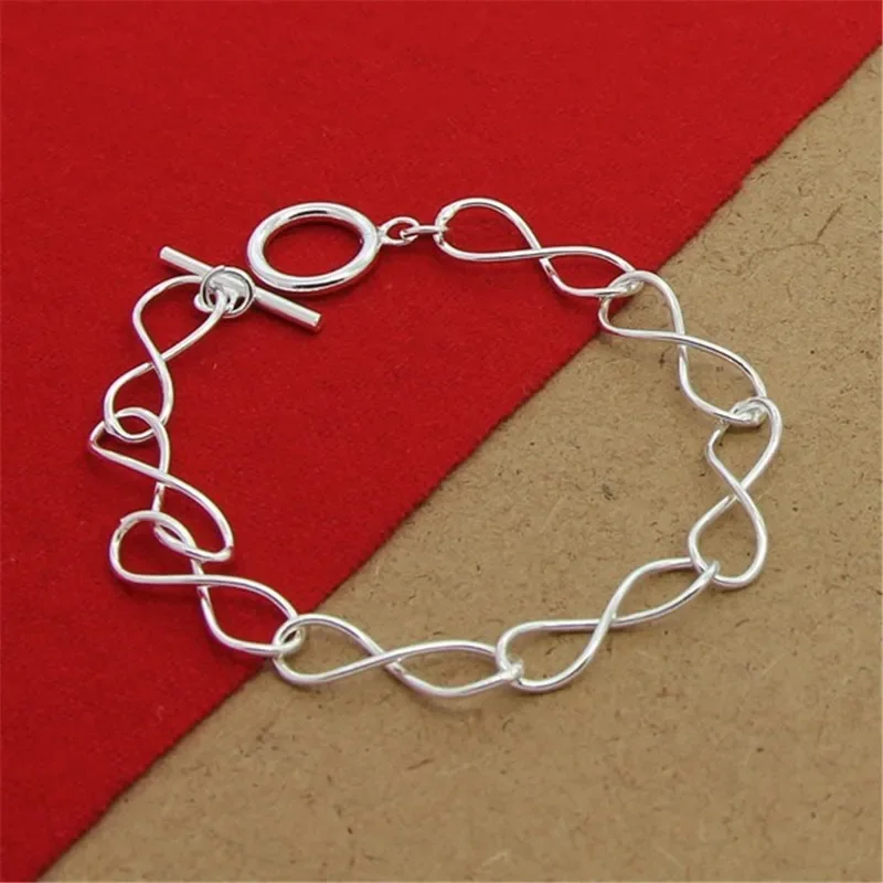 High Quality 925 Sterling Silver Exquisite Hot Selling Bracelet For Men Women Christmas Valentine's Day Jewelry Gifts Wholesale image 3