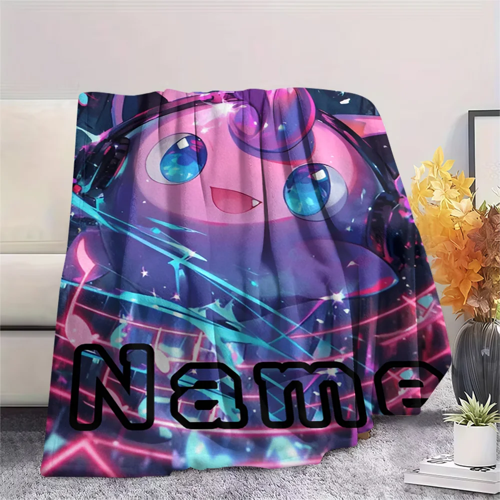 Custom Name Personalized Jigglypuff and Kabigon Printed Flannel Blanket Warm Cozy Fit for Daily Use Bedroom Sofa Chair Bed.-TING