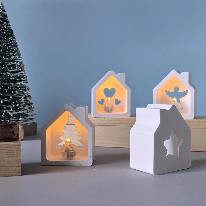 Holiday Decorations, House Candle Holders, Silicone Molds, Story Series Themes, Hollow House Molds, Resin Casting Molds