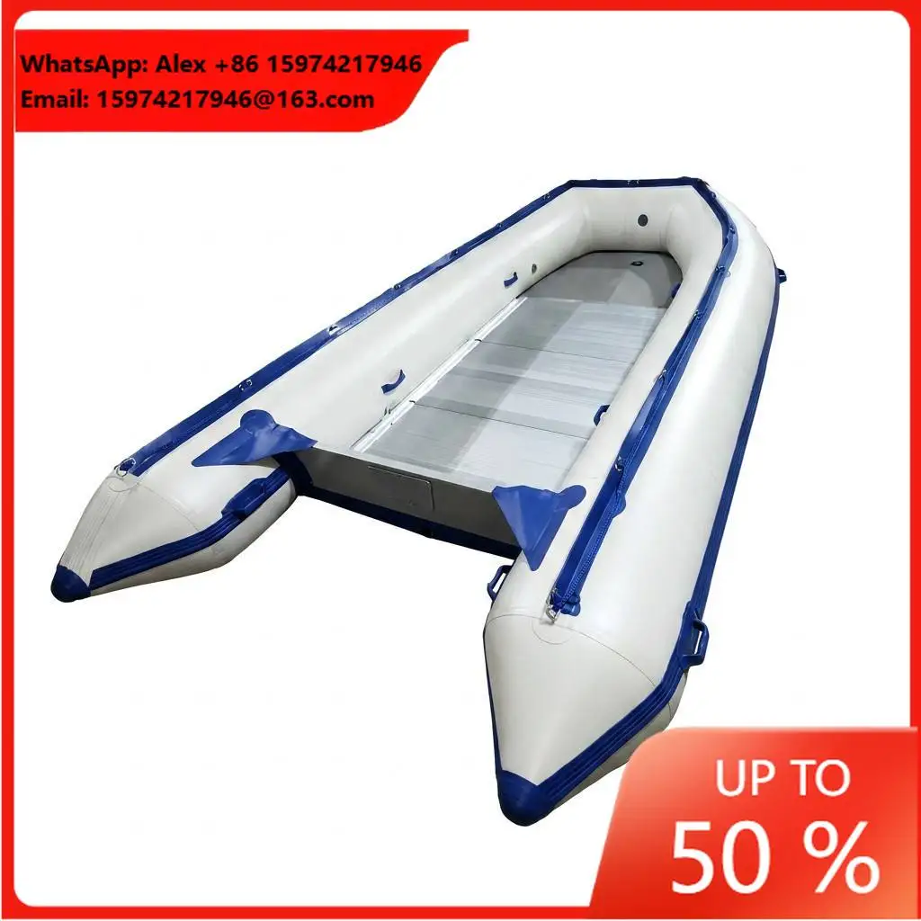 Professional 4.7m Folding Inflatable Boat High Speed PVC Rowing Boat Aluminum Floor Heavy Duty Outdoor Fishing Kayak 10 Persons