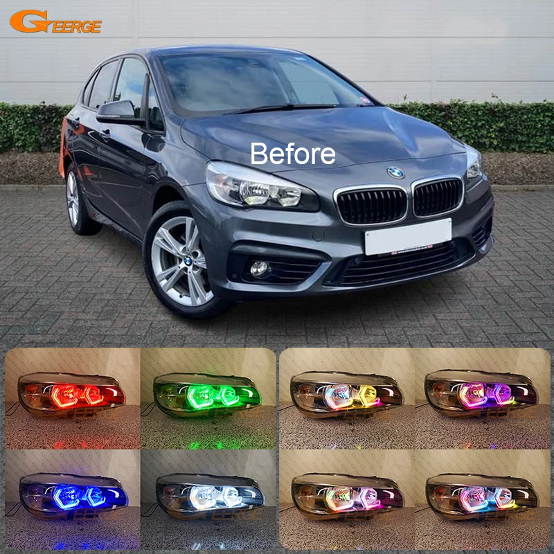 

For BMW 2 Series F45 F46 2013 - 2018 Ultra Bright Concept M4 Iconic Style Dynamic Multi Color RGB LED Angel Eyes Halo Rings