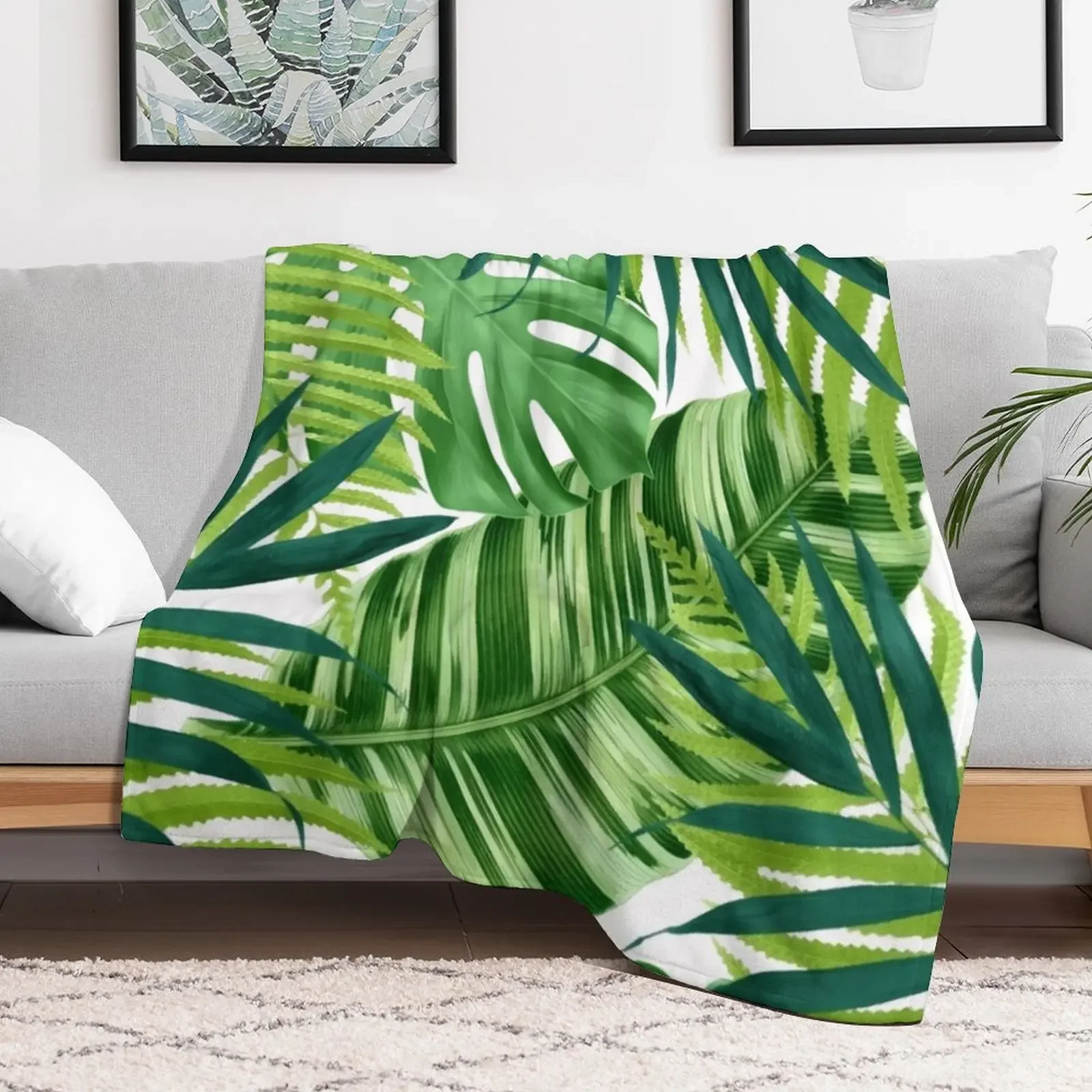 Tropical leaves III Throw Blanket Compact Warm Blanket for Car Road Trip