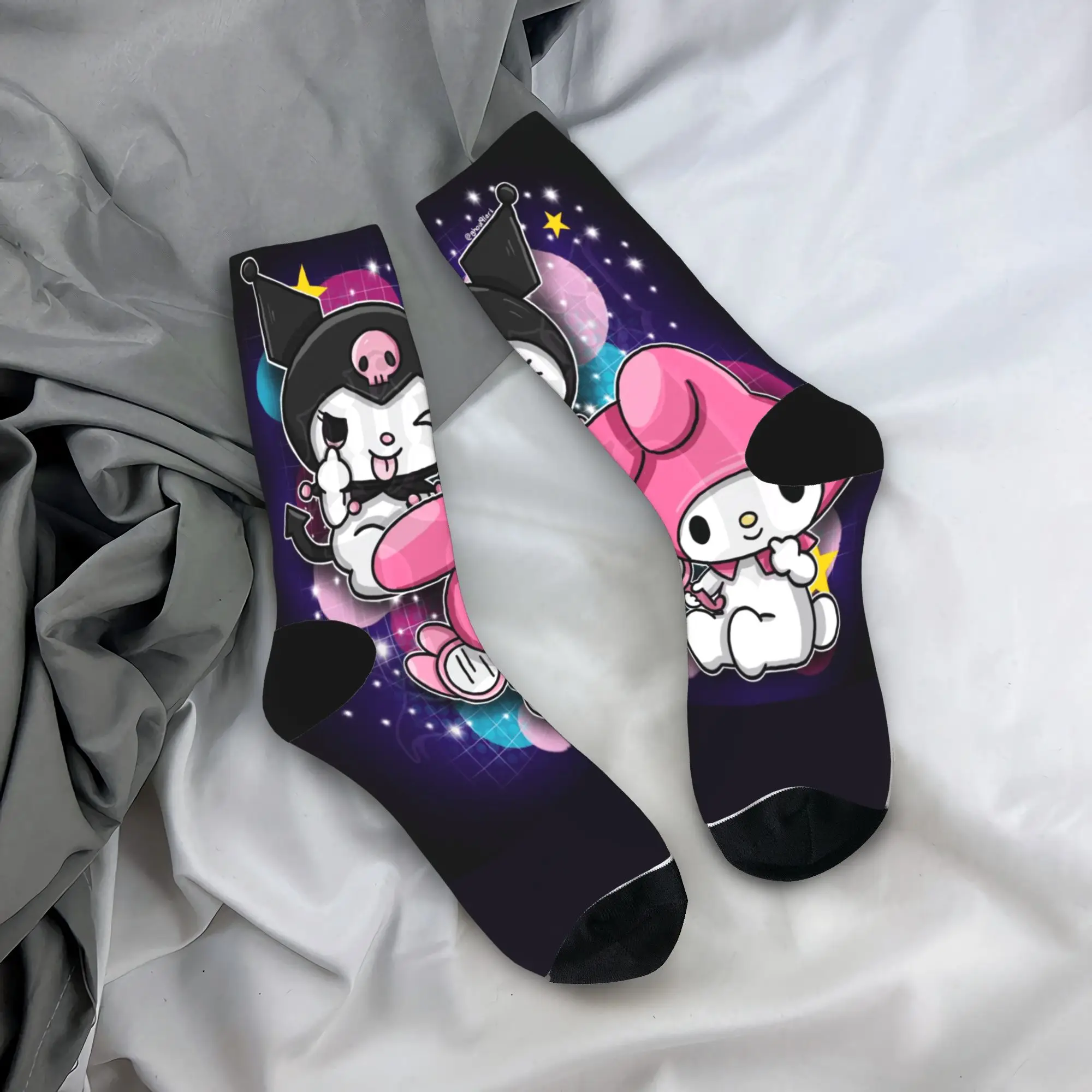 

Носки Sanrios Kuromis, осенние фиолетовые чулки для влюбленных, модные дышащие носки для пар, антибактериальные носки для бега на заказ