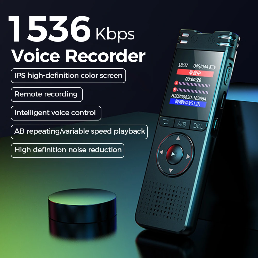 

16GB Digital Voice Recorder Portable Sound Activated Noise Reduction Audio Recorder Color Screen High Definition MP3 Player