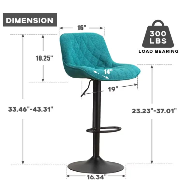 เก้าอี้บาร์ทรงสูงสีเขียวหมุนได้ ปรับระดับได้ หุ้มกำมะหยี่นุ่มแบบเท็ดดี้ ดีไซน์ทันสมัย เหมาะสำหรับร้านอาหารและครัว