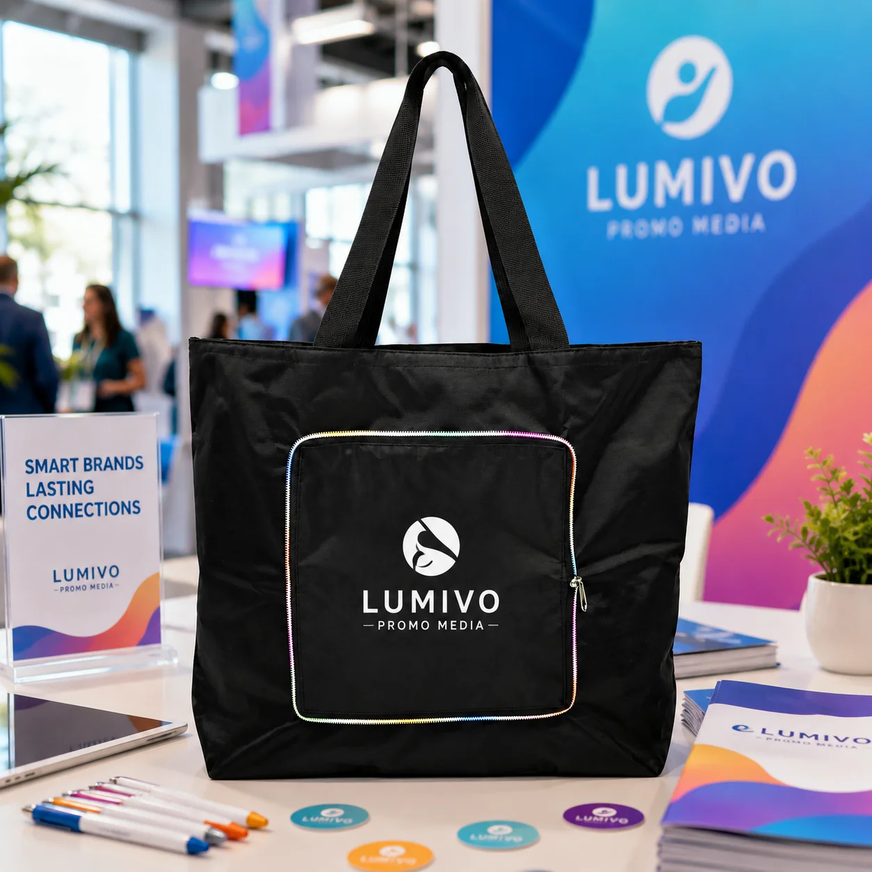 Custom Brand Logo Tote Bag PVC Foldable Lightweight Carry Bag For Advertise Promotion Trade Fairs Handbag Eco-friendly Daily Use
