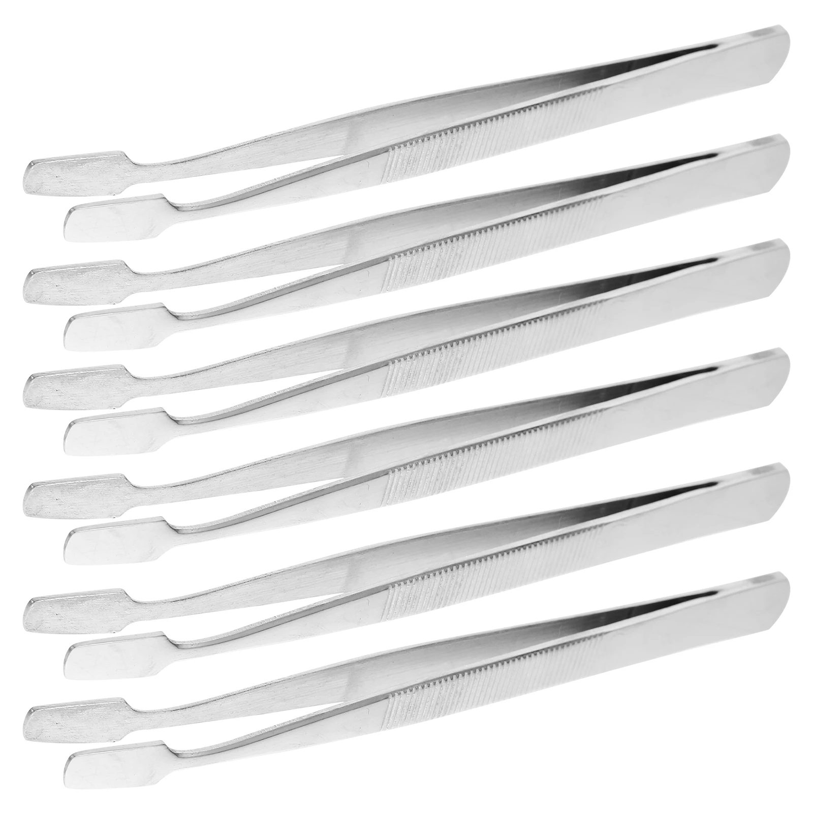 6 Stück Pinzette mit flacher Spitze, lange Pinzette aus Edelstahl zum Basteln, Schmuck, Stempel, Münzen, Präzisionshandhabung, Stempelpinzettenzange