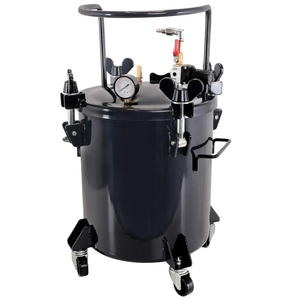 5 Gallon (20 Liters) Pressure Pot Tank for Resin Casting Heavy Duty Powder Coated Pot with Air Tight Clamp on Lid, Caster Wheels