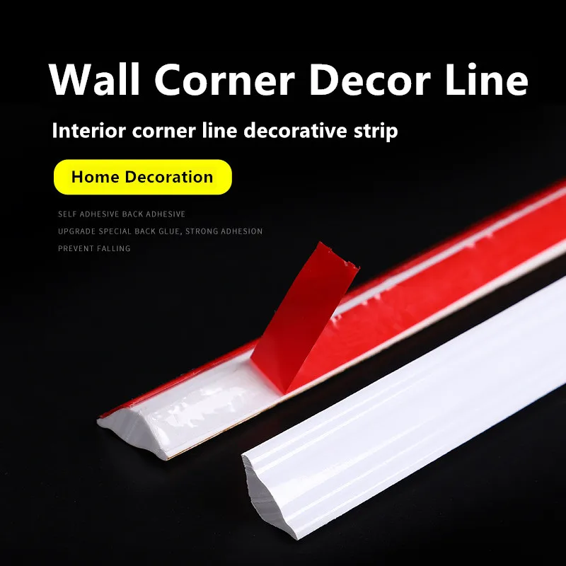 Home Decoration Self-Adhesive PVC Wall Gap Strip Interior Corner Decorative Line Ceiling Baseboard Concave Antifouling Strip