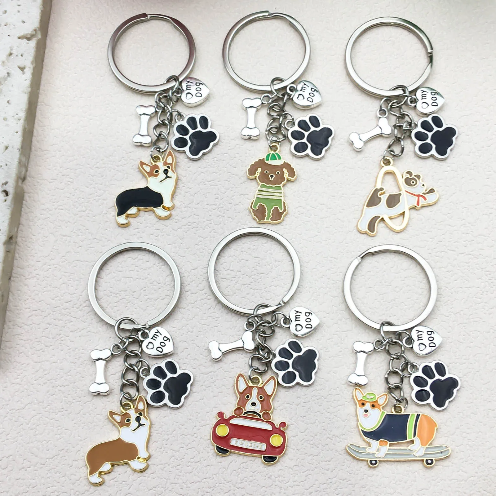 1pc Cartoon Cute Pet Dog Keychains Pet Commemorative Keychains Wallet Bags Backpacks Pendants For Dag Mom Dad, Pet Lovers