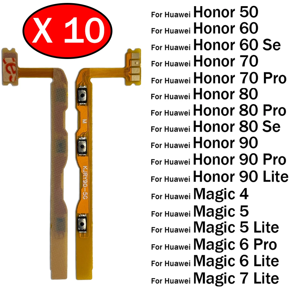 

10 шт., гибкий кабель с боковой кнопкой включения и выключения громкости для Huawei Honor 50 60 70 80 90 Pro Se Lite Magic 4 5 6 7 Pro Lite