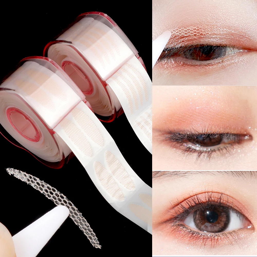 600/360pcs Beige Big Eyes ลูกไม้ที่มองไม่เห็นตาข่ายเส้นใย Beauty EYE PATCH ตา Double Eyelid สติกเกอร์เทปแต่งหน้าเครื่องมือ