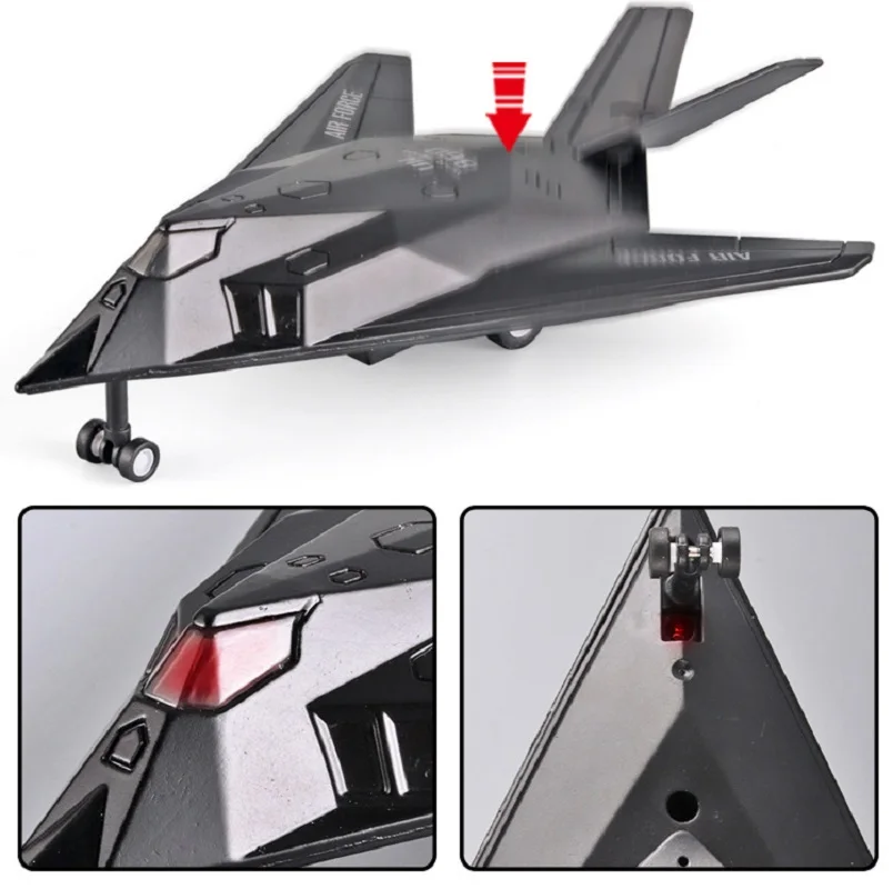 

1:100 Scale ABS F-117A Nighthawk Fighter Model Car Alloy Body Rubber Aircraft Plastic Models Sound Light Military Gifts