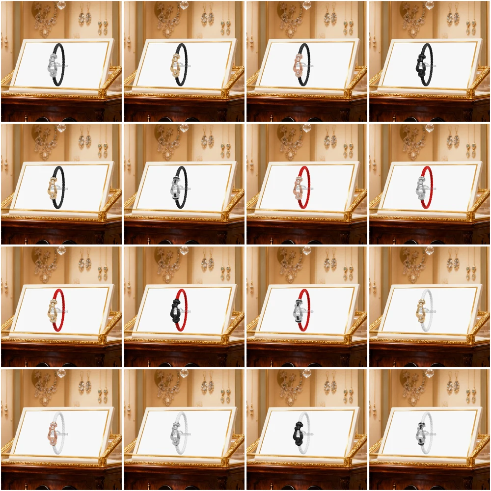 

Gryan 2025Новый серебряный 925 пробы с полуцирконом, большой черный нейлоновый браслет в форме подковы, женский повседневный браслет, подарки для вечеринок, роскошные ювелирные изделия для пар