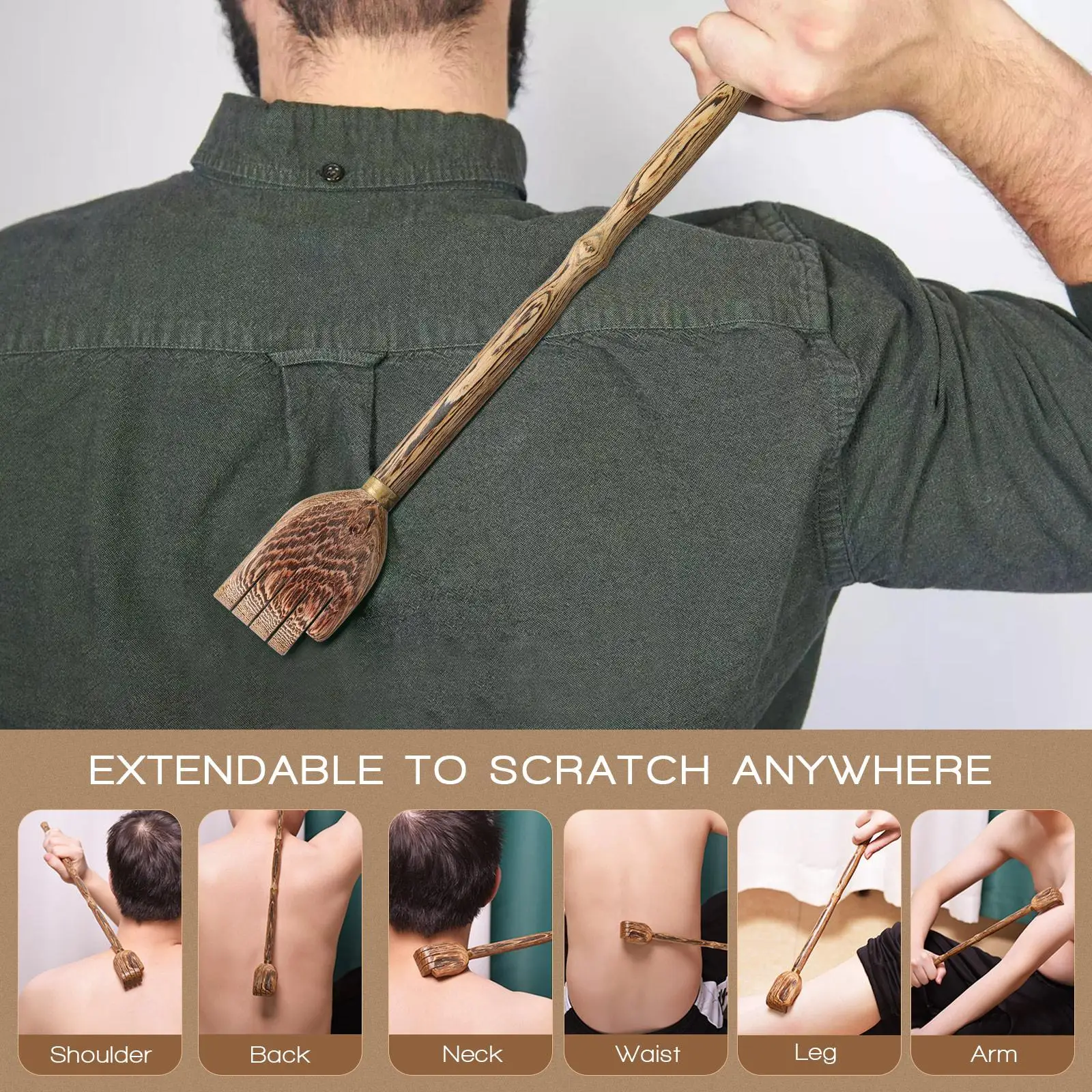 Scratcher ด้านหลังขยายได้สําหรับด้ามยาว Body Massager ไม้เด็กจับ