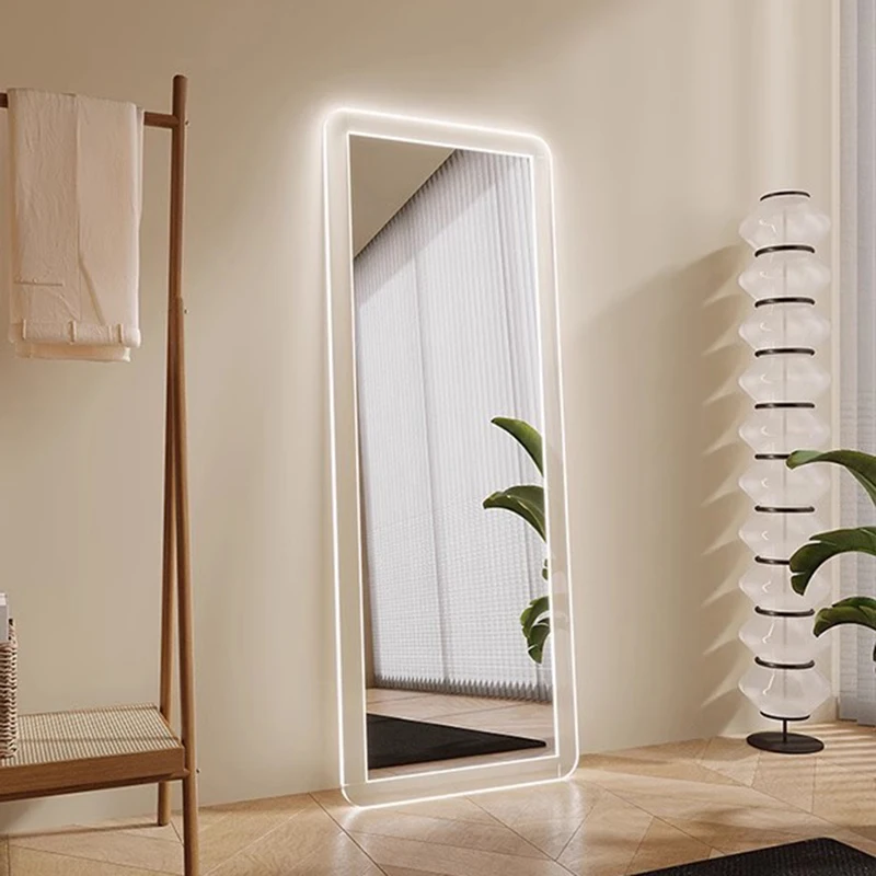Square Light Mirror Vanity Decoration Standing Long Full Body Standing Bedroom Mirror Korean Style Espelhos Home Decorations