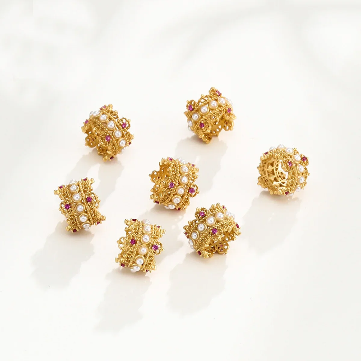 

S925 Sterling Silver Flat Shape Spacer Beads Settings Pearl For DIY Bracelet Necklace Jewelry Making Accessories