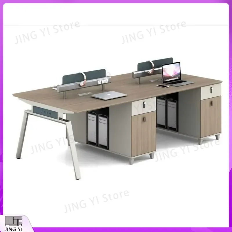 L Shaped Modular Office Desk with Wooden Panels and Privacy Screens for Commercial Use Workstation Ergonomic Computer Desk