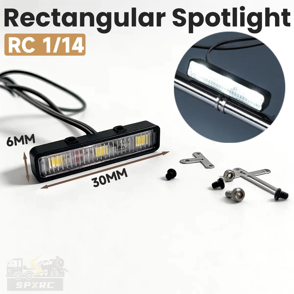 Roof LED 3V Lights Rectangular Spotlight Lamp CFD-C30 for 1/14 Tamiya RC SCANIA 770S R620 VOLVOO BENZ Arocs MANN TGX Toy Parts