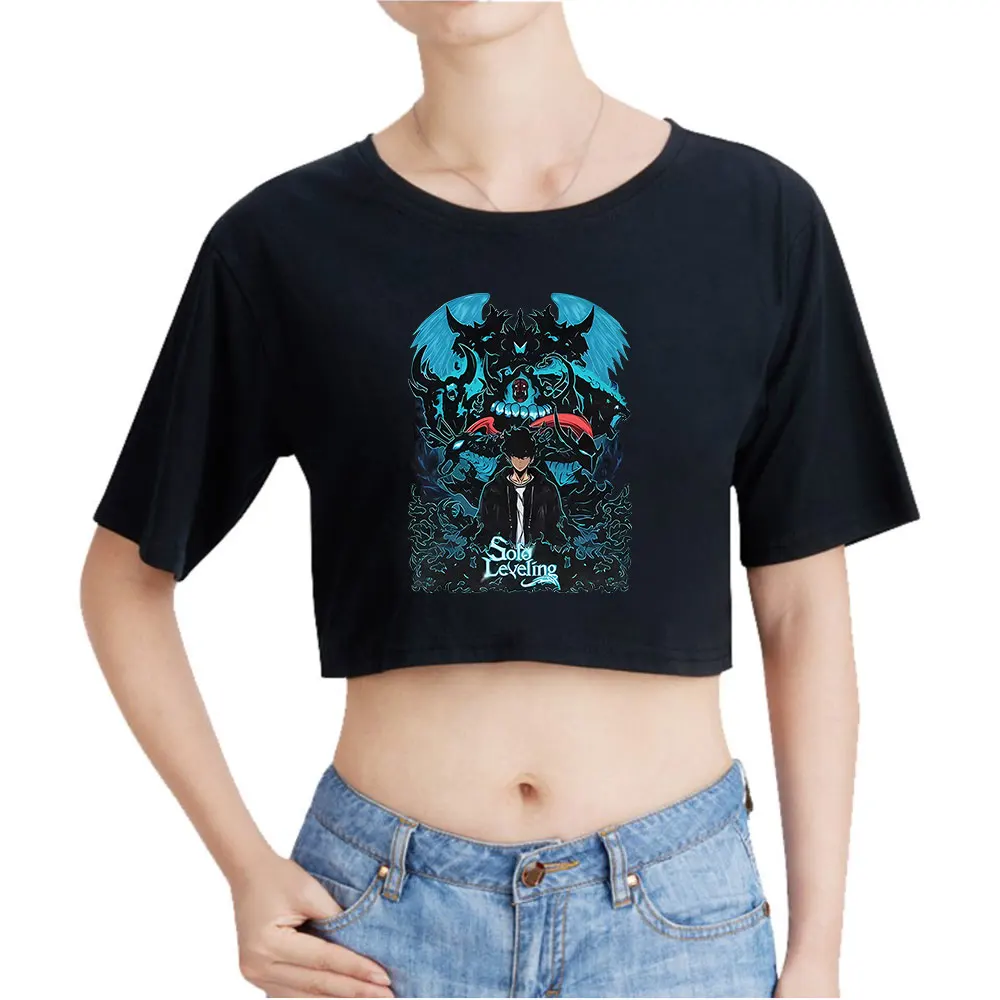 

Solo Leveling Vintage 90s Crop Top T-Shirt Fashion O-Neck Tops Oversize Tshirt Fashion Women Tee Blusa Y2k Top
