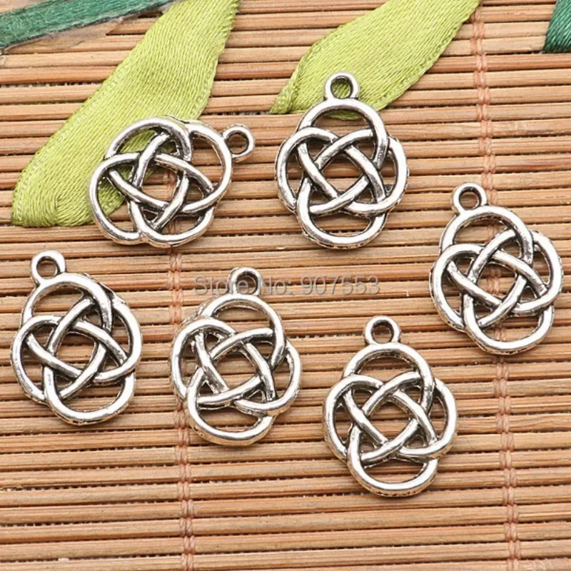 20Pcs 13mm Tibetan Silver Tone 2sided Knited Flower Design Charms H0837 Charms for Jewelry Making