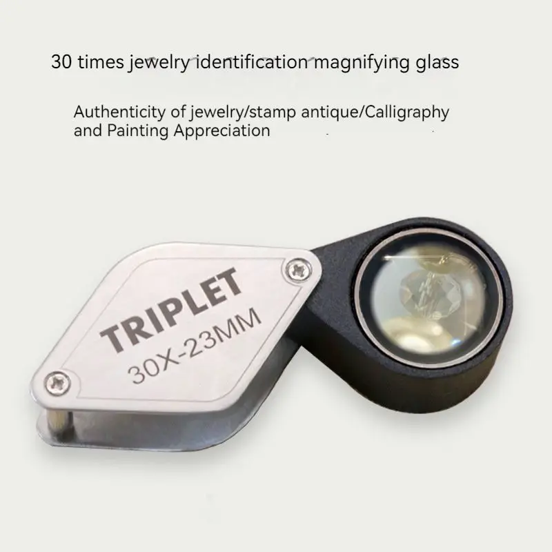 30X Mini Foldable Pocket Magnifier Metal Jewelry Magnifying Glass Jewelers Eye Tool Magnifying Glass Portable High-Power Loupe