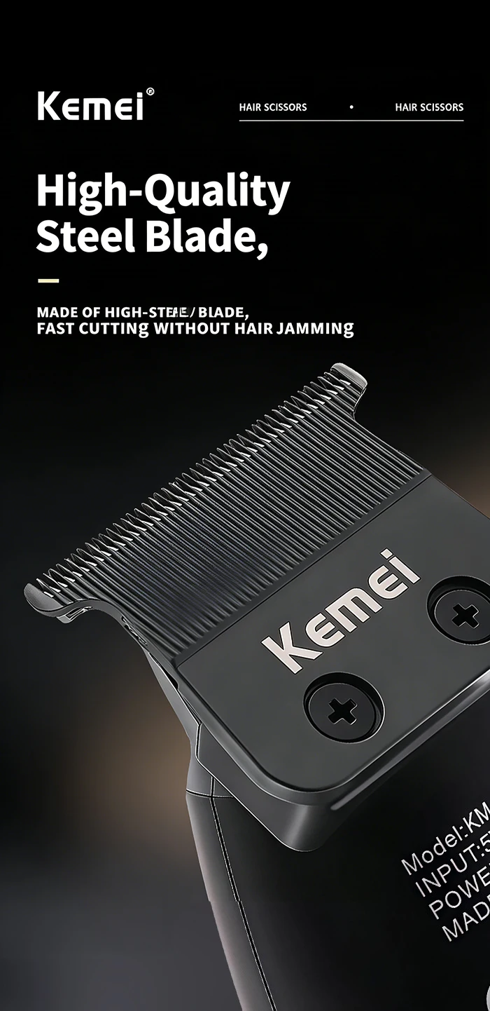 Kemei KM-1365 Elektrischer Haarschneider Professioneller Präzisions-Trimmer Metall-Haarschneidemaschine mit Digitalanzeige – Detail 3