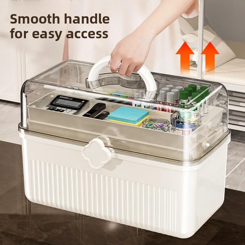 

Portable Plastic Storage Box Home Desktop Stationery Organizer Medicine Tool Storage Box Multi-Function Miscellaneous Items Box