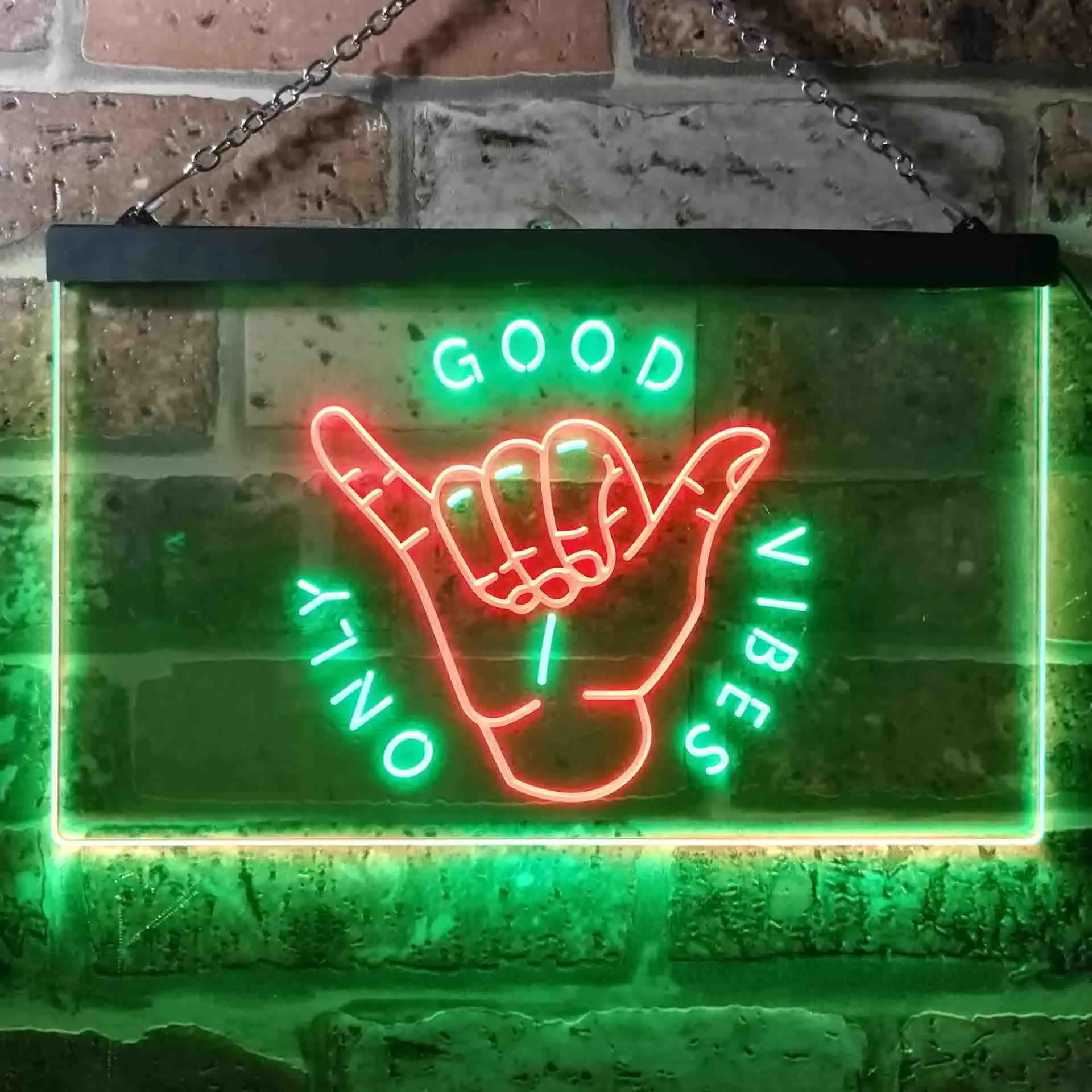

Good Vibes Only Hand Room Dual Color Led Neon Sign st6-i3475