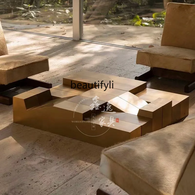 

Solid Wood Modular Combination Living Room Coffee Table Sofa Side Table Model Room Exhibition Hall Border Coffee Table