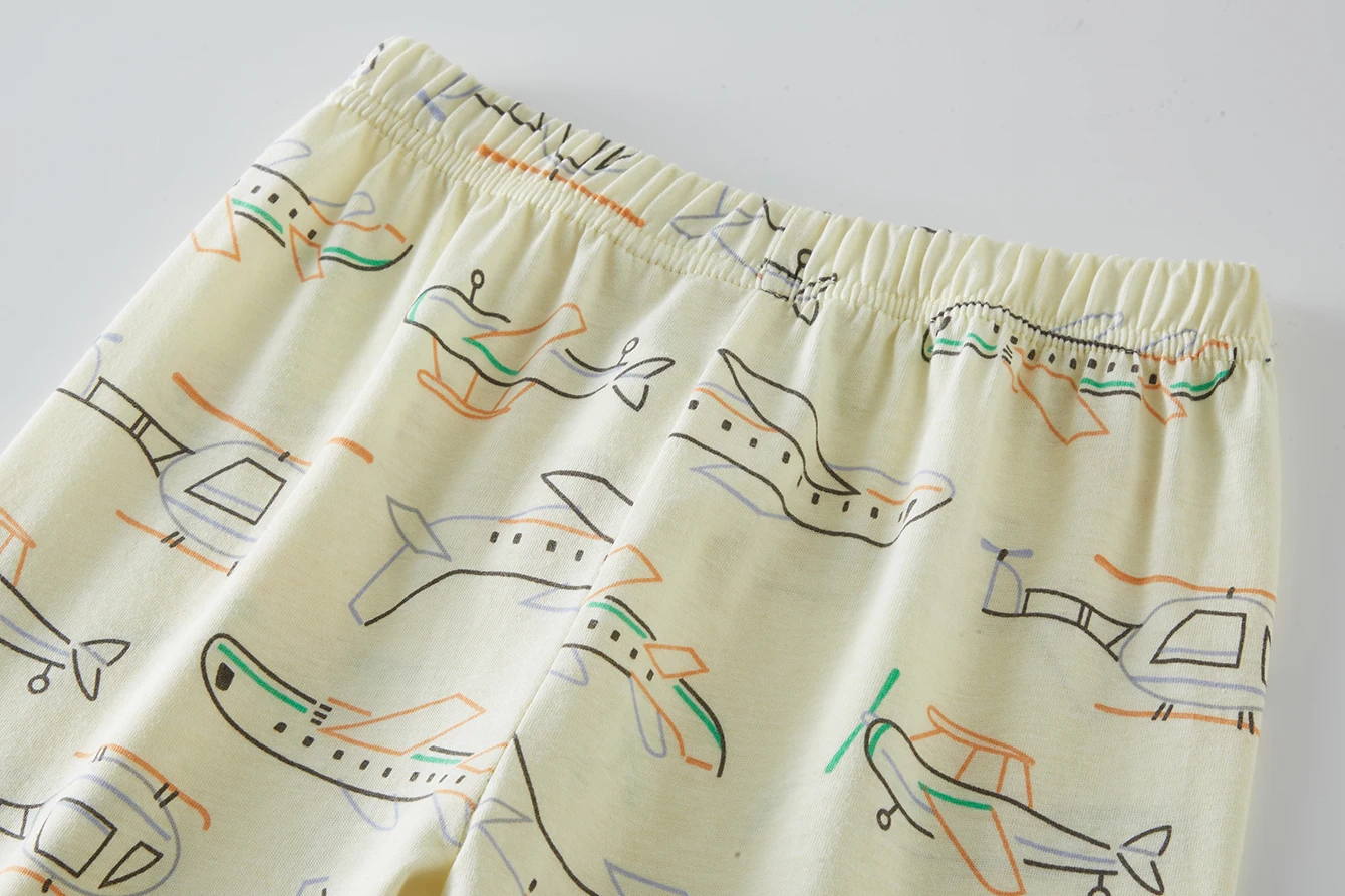 Kinder-Schlafanzug-Set aus 100% Baumwolle mit Vollflächigem Cartoon-Flugzeug-Druck, Langarm-Pyjama für Kinder von 1-8 Jahren, 2-teilig – Detail 11