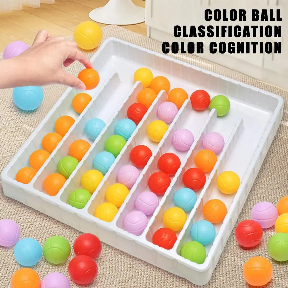 Color Sorting Ball Toy Colorful Balls Sensory Game Rainbow Balls Board Game Educational Sensory Interactive Puzzle For Kids O8l2