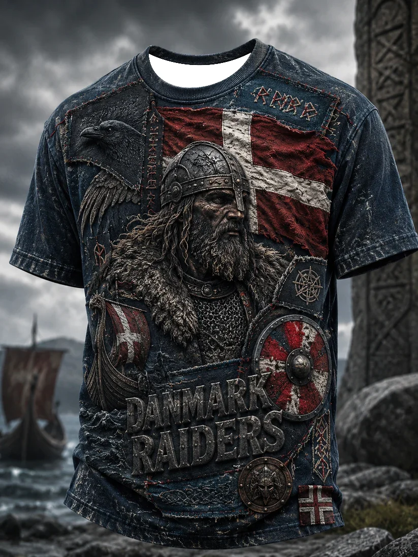 2027 Summer Outdoor New Men's Football Training Suit Viking Style 3D Printed Embroidery Breathable T-Shirt Family Style Shirt