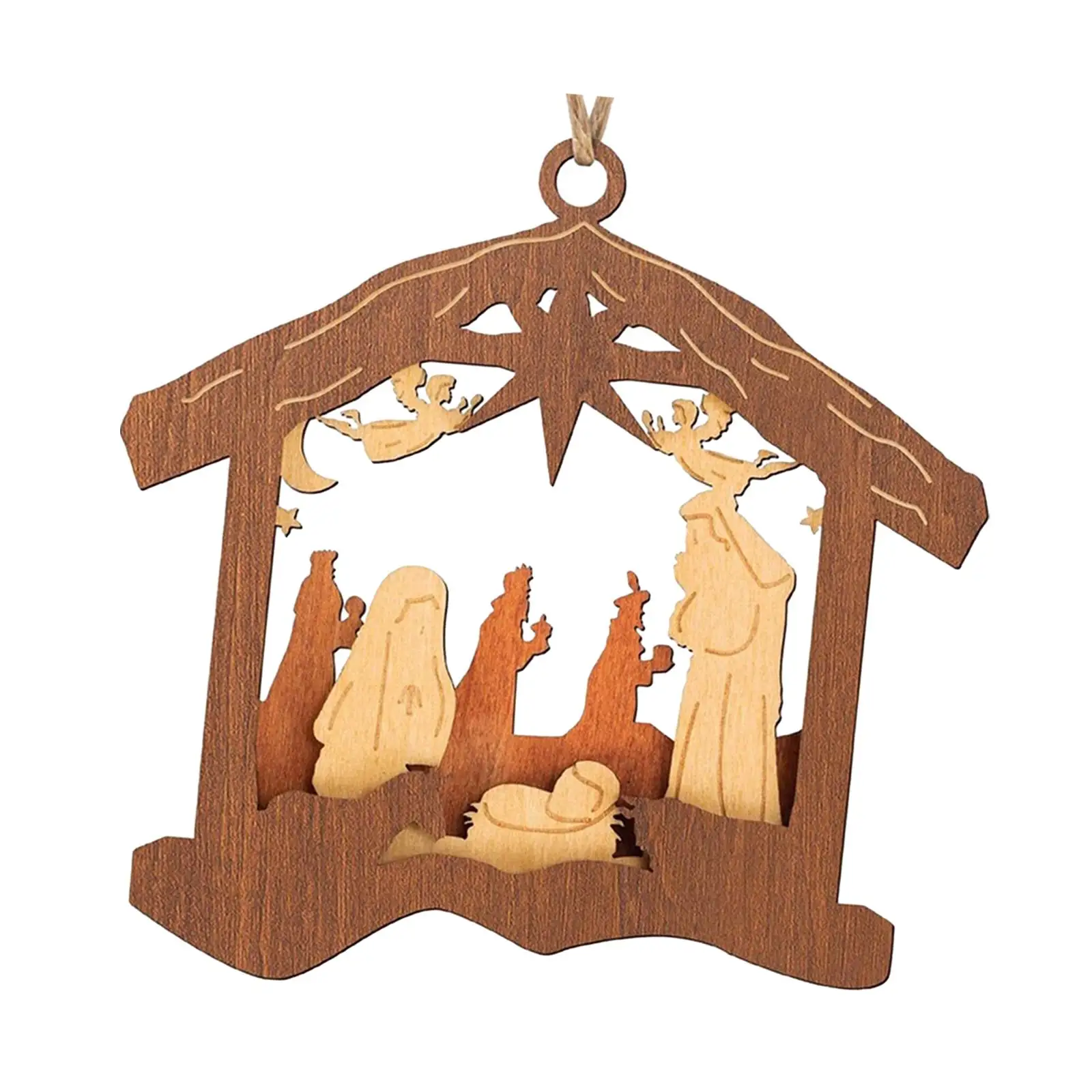 Christmas Nativity Scene Ornaments Rustic Pendant for Tables Fireplace Party