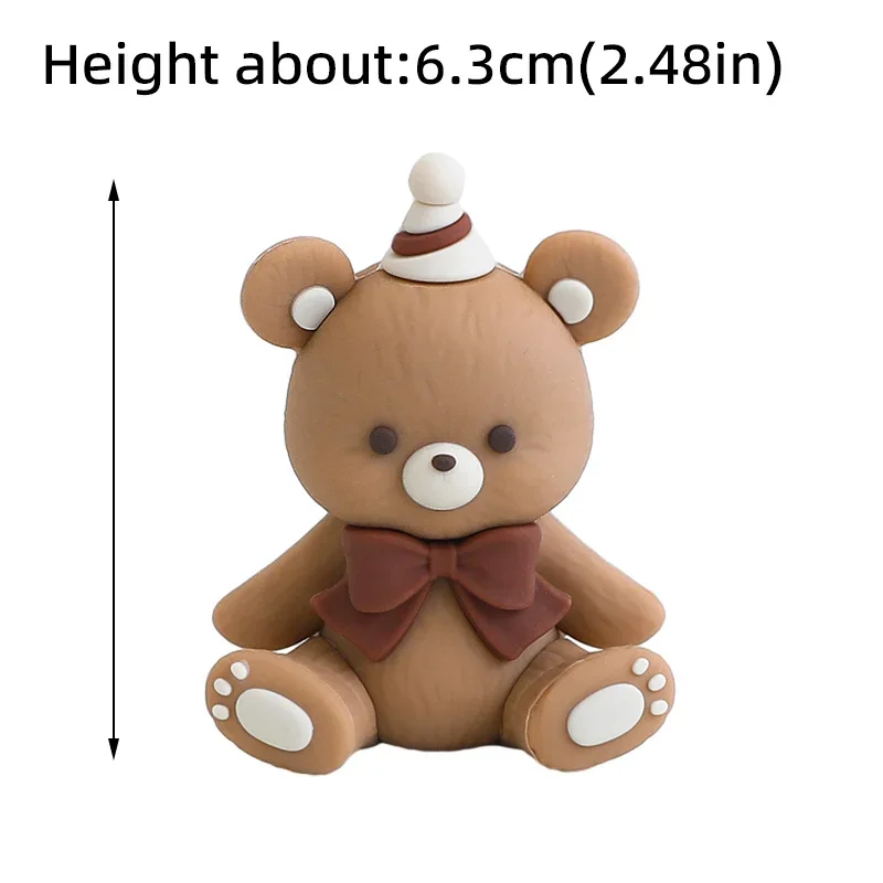 Niedlicher 3D brauner Bären-Kuchenaufsatz mit Schleife für Valentinstag, Geburtstag, Babyparty, Jungen, Mädchen, Jubiläum, Party, Kuchendekoration, Zubehör – Detail 12