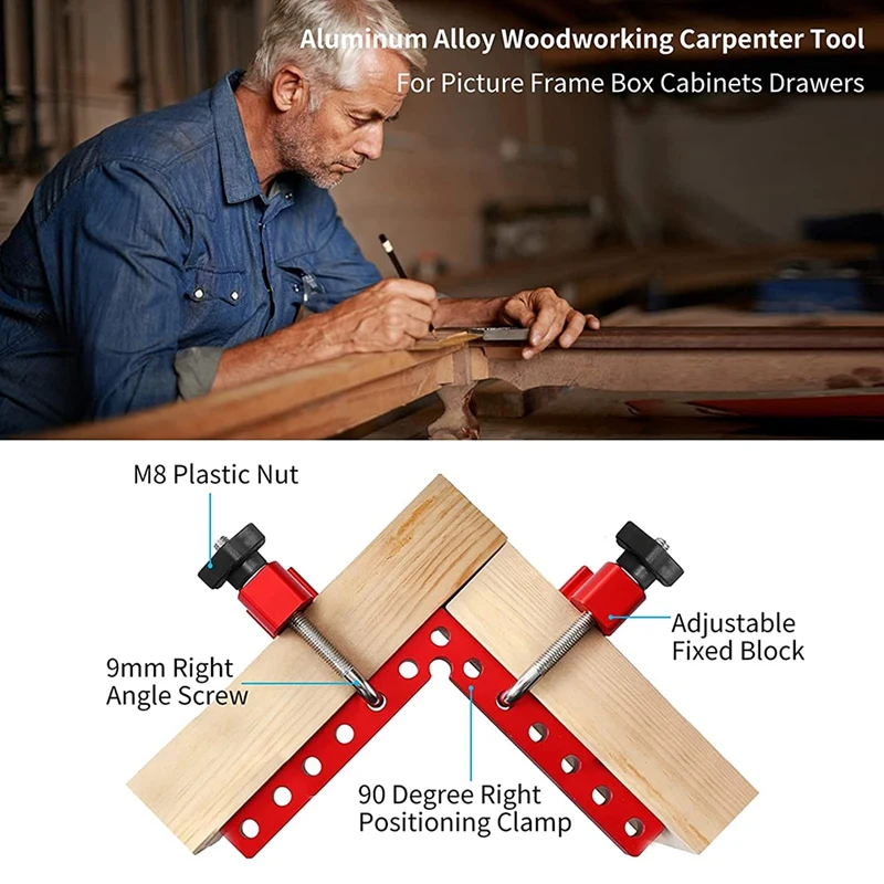 Big Deal 90 Degree Positioning Squares, Corner Clamping Square Tool 5.5 Inch L-Type Aluminum Alloy Woodworking Carpenter