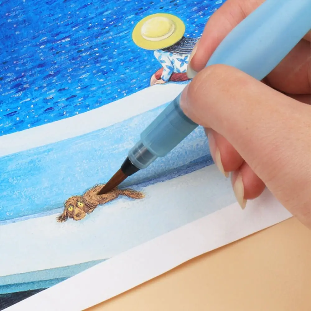 Large Capacity Water Storage Pen Refillable Plastic Tap Water Pen 150ML Round Pointed Tip Water Color Brush for Beginners