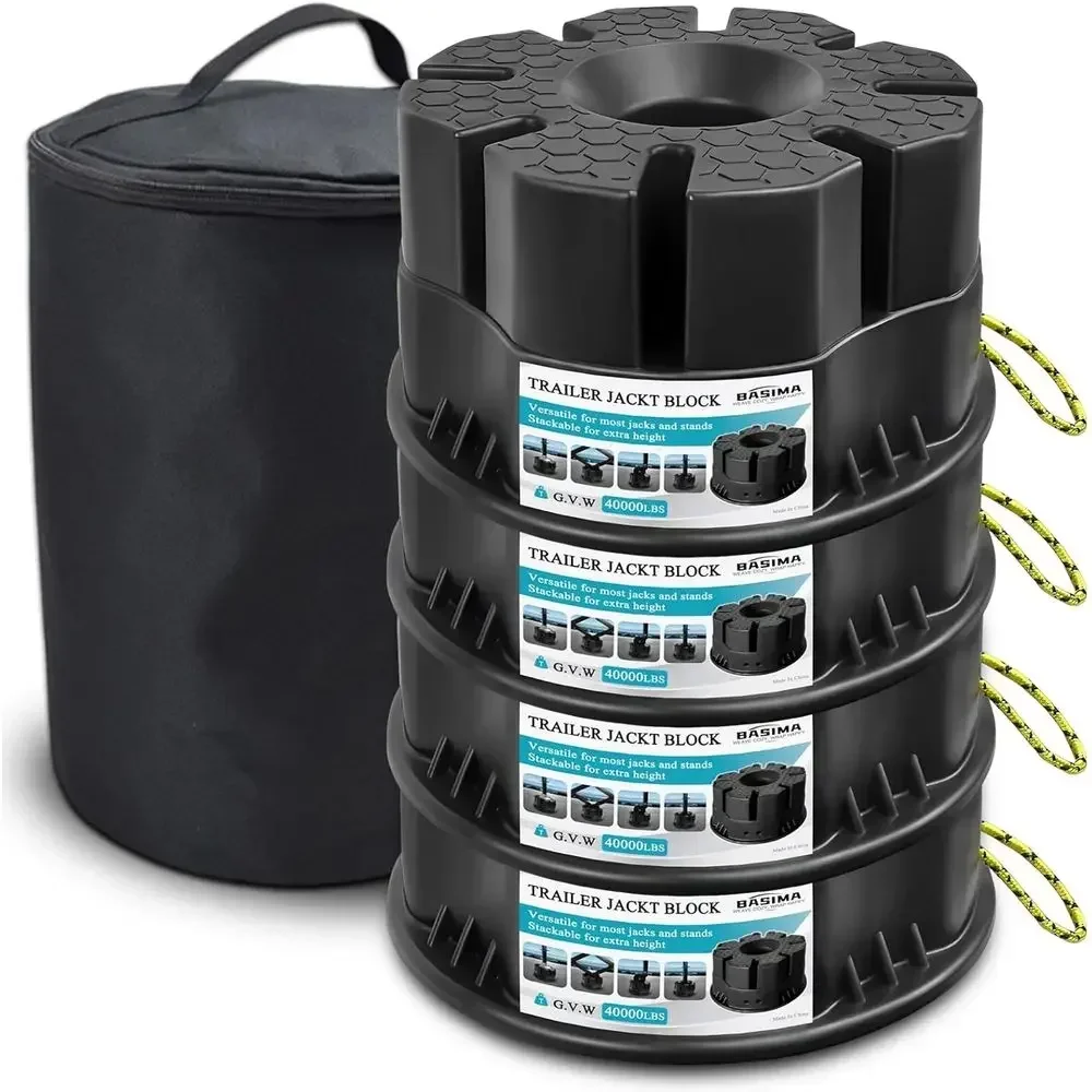 Trailer Jack Blocks Set of 4 – RV Leveling Blocks, Heavy-Duty Universal-Fit Stackable 6